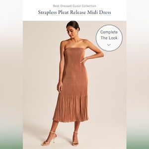Abercrombie & Fitch Strapless Pleat Release Midi Dress, Size XL